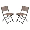 Flash Furniture Set Of 2 Folding Chairs With Brown Material Backs And Seats, Black Metal Frames In Brown