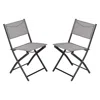 Flash Furniture Set Of 2 Folding Chairs With Gray Material Backs And Seats, Black Metal Frames In Gray