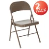 Flash Furniture 2 Pack Hercules Series Double Braced Gray Metal Folding Chair In Brown