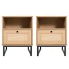 Flash Furniture Set Of 2 Mid-century Modern Nightstands Or End Tables, Natural In Neutral