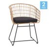 Flash Furniture Set Of 2 Patio Boho Club Chairs, Black Cushions And Sled Base In Neutral