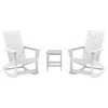 Flash Furniture Set Of 2 White 2-slat Rocking Adirondack Chairs With Matching Side Table In White
