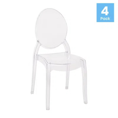 Flash Furniture Set Of 4 Crystal Extra Wide Resin Banquet, Event Ghost Chairs In Transparent