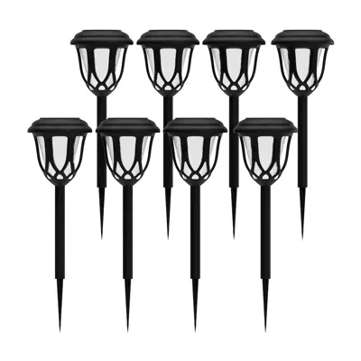 Flash Furniture Solar Powered Led Decorative Garden And Walkway Lights - Set Of 8, Black