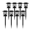 Flash Furniture Solar Powered Led Lantern Style Landscaping Lights - Set Of 8, Brown In Black
