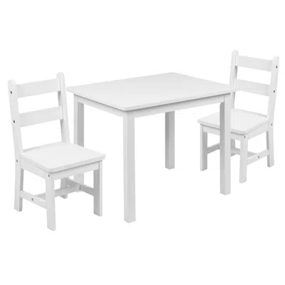 Flash Furniture Solid Hardwood Table And Chair Set - 3 Piece Set - White