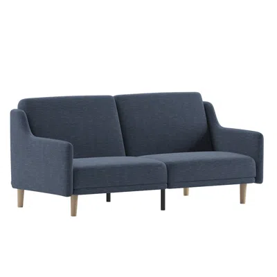 Flash Furniture Split Back Sofa Futon - Navy Faux Linen Upholstery In Blue