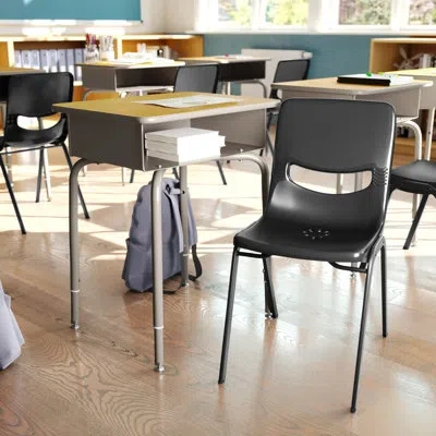 Flash Furniture Student Desk With Open Front Metal Book Box And Flex Comfort Chair In Natural,silver,black