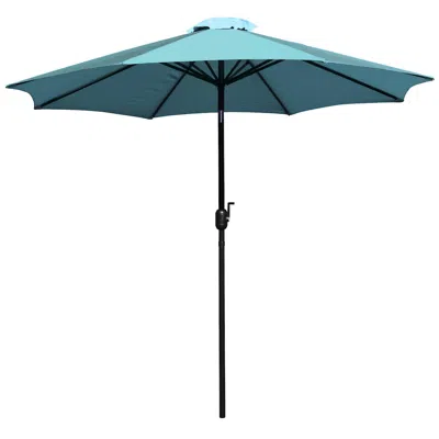 Flash Furniture Teal 9 Ft Round Umbrella With 1.5" Diameter Aluminum Pole In Blue