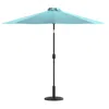 Flash Furniture Teal 9 Ft Round Umbrella With Crank And Tilt Function And Standing Umbrella Base