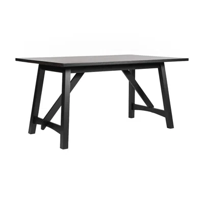 Flash Furniture Traditional Style 60 Inch Dining Table For 6 With Trestle Base, Black Matte