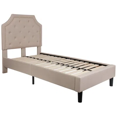 Flash Furniture Twin Size Tufted Upholstered Platform Bed In Beige Fabric In Neutral