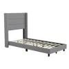 Flash Furniture Twin Upholstered Platform Bed With Wingback Headboard, Gray Faux Linen In Gray
