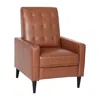 Flash Furniture Upholstered Button Tufted Pushback Recliner In Cognac Brown For Residential, Use In Brown
