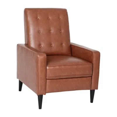 Flash Furniture Upholstered Button Tufted Pushback Recliner In Cognac Brown For Residential, Use