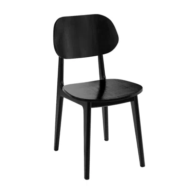 Flash Furniture Verona Solid Wood Dining Chair With Curved Oval Backrest In Black