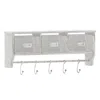 Flash Furniture Wall Mounted 24 In Solid Pine Wood Storage Rack With Upper Shelf In Whitewashed In Gray