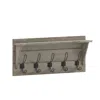 Flash Furniture Wall Mounted 24 In Solid Pine Wood Storage Rack With Upper Shelf, Weathered In Gray