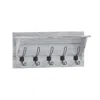 Flash Furniture Wall Mounted 24 In Solid Pine Wood Storage Rack With Upper Shelf, Whitewashed In Gray