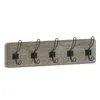 Flash Furniture Wall Mounted 24 In Weathered Solid Pine Wood Storage Rack With 5 Hooks In Gray