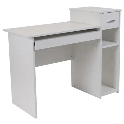 Flash Furniture White Computer Desk With Shelves And Drawer