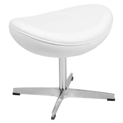 Flash Furniture White Leathersoft Saddle Wing Ottoman
