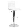 Flash Furniture White Vinyl Adjustable Bar Stool, Swivel Stool With Chrome Pedestal Base In White