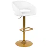 Flash Furniture White Vinyl Adjustable Height Barstool With Rounded Mid-back And Gold Base In White