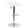 Flash Furniture White Vinyl Adjustable Height Barstool With Solid Wave Seat And Chrome Base In Silver