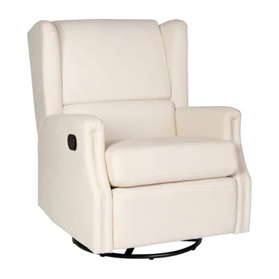 Flash Furniture Wingback Manual Reclining Glider Swivel Chair, Cream In Neutral
