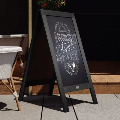 Flash Furniture Wood A-frame Magnetic Chalkboard Set With Markers, Stencils, And Magnets In Black