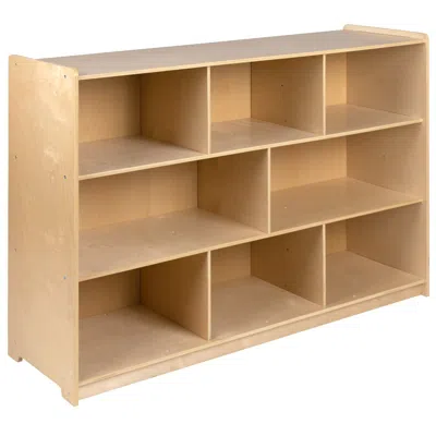 Flash Furniture Wooden 8 Section School Classroom Storage Cabinet - 36"h (natural) In Brown