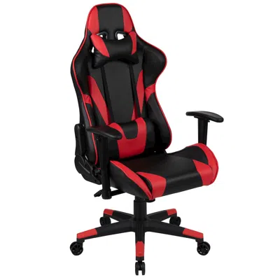 FLASH FURNITURE X20 GAMING CHAIR RACING OFFICE COMPUTER SWIVEL CHAIR WITH FULLY BACK IN RED