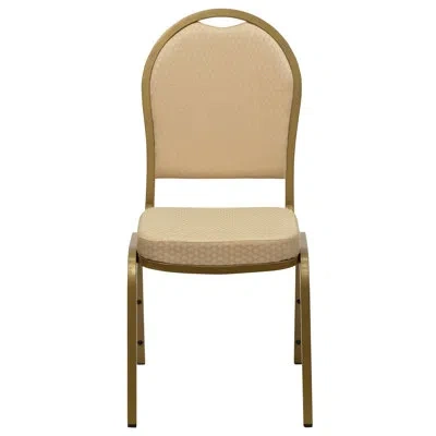 Flash Furniture Ymir Dome Back Stacking Banquet Chair In Gold,beige Patterned