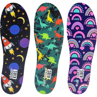 Flat Socks Kids' Assorted 3-pack Dinosaur Flat Sock Insoles