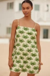 Flat White Beaded Square-neck Mini Dress In Multi