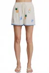 Flat White Cancun Embroidered Shorts In White In White