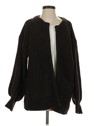 Pre-owned Flat White Cardigan Sweater In Black