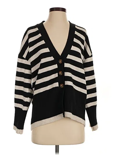 Pre-owned Flat White Cardigan Sweater In Black