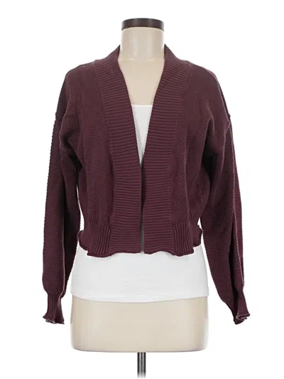 Pre-owned Flat White Cardigan Sweater In Burgundy
