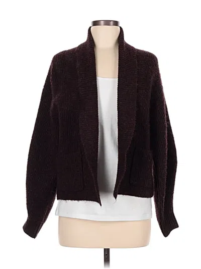 Pre-owned Flat White Cardigan Sweater In Burgundy