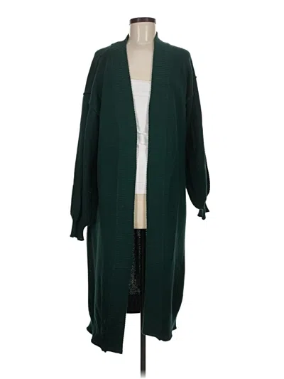 Pre-owned Flat White Cardigan Sweater In Green