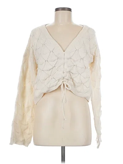 Pre-owned Flat White Cardigan Sweater In Ivory