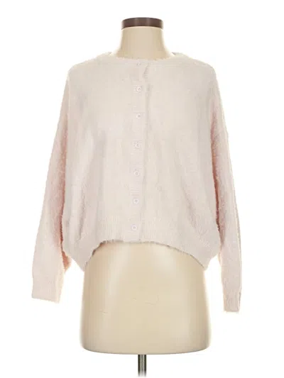 Pre-owned Flat White Cardigan Sweater In Pink