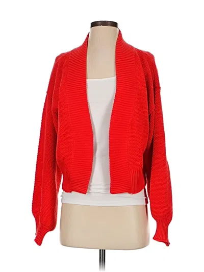 Pre-owned Flat White Cardigan Sweater In Red