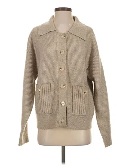 Pre-owned Flat White Cardigan Sweater In Tan