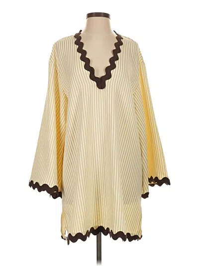 Pre-owned Flat White Casual Dress In Yellow