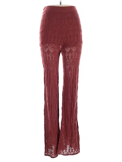 Pre-owned Flat White Casual Pants In Burgundy