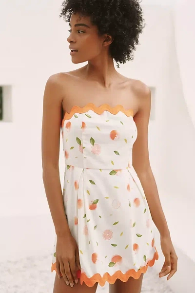 Flat White Circus Ric Rac Strapless A-line Mini Dress In White
