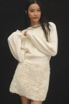Flat White Embellished Bow V-neck Sweater In White